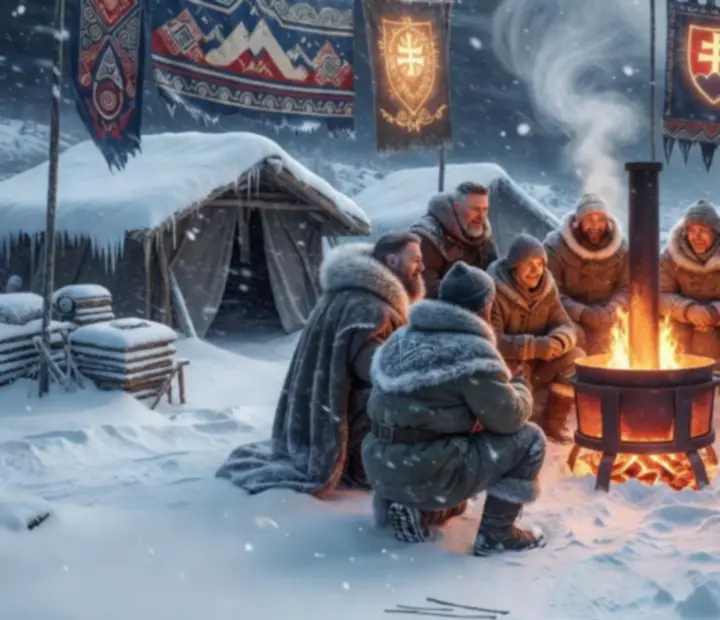 Komunitné podujatie hráčov Whiteout Survival v zasneženom meste